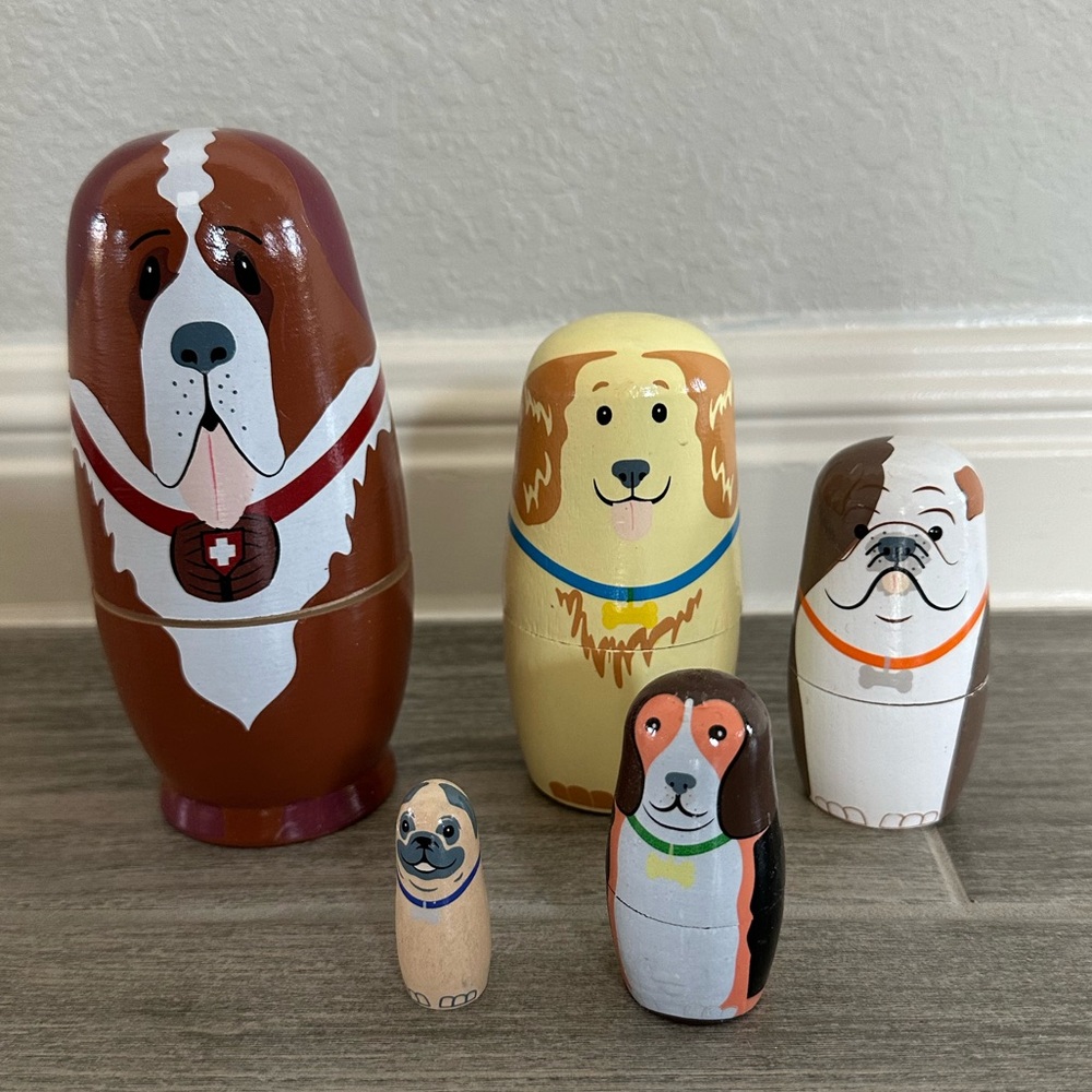 Russian Nesting Dolls, Stacking Wooden Handmade Matryoshka 5 pieces